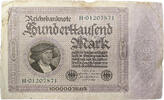 WEIMAR 100000 Mark Reichsbank 100 Tausend Mark 01.10.1923 KN 01627224 -