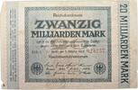 WEIMAR 20 Mrd. Mark Reichsbank 20 Mrd. Mark 01.10.1923 KN 024257 -