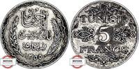 TUNESIEN 5 Francs KM 261 - geprägt unter Ahmed II. Bei -
