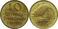 DANZIG 10 Pfennig J D 13 Kursmünze des Freistaates Danzig -