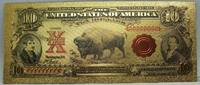 USA Banknoten 1901 $ $10 Bison Buffalo Novelty 24K Gold Foil Plated Note Bill 6 - GFN20 -