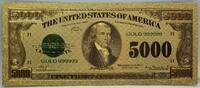 USA Banknoten 1928 $ $5000 Federal Reserve Novelty 24K Gold Foil Plated Note Bill 6 - GFN37 -