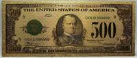 USA Banknoten 1928 $ $500 Federal Reserve McKinley Novelty 24K Gold Foil Plated Note 6 - GFN33 -