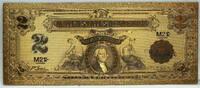 USA Banknoten $2 Silver Certificate Washington Novelty 24K Gold Foil Plated Note 6 GFN08 -