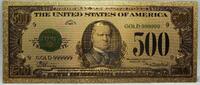 USA Banknoten 1928 $ $500 Federal Reserve McKinley Novelty 24K Gold Foil Plated Note GFN33 -