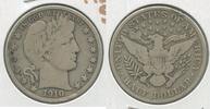 USA Half Dollar 1910-S Silver Barber 50c San Francisco Mint - KR313 -