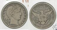 USA Half Dollar 1910-S Silver Barber 50c San Francisco Mint - KR314 -