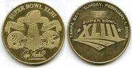 Exonumia Medal Super Bowl XLIII Round Steelers Cardinals NFL Football - H918 -