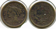 USA Large Cent Braided Hair Penny - Upright 5's - Lamination Error - E19 -