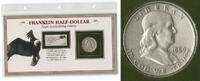 USA Half Dollar Franklin Silver Bicentennial Eagle Coin + Stamp Panel - K455 -