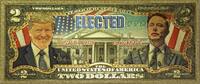 USA Banknoten $2 Donald Trump Elon Musk Elected Novelty 24K Gold Foil Plated Note Bill GFN93 -