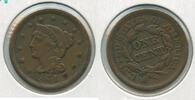 USA Large Cent 1851-P AU Braided Hair Head 1c Philadelphia Mint - ST308 -