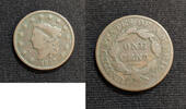 USA Large Cent Coronet Head Penny- Average Circulated- BC60 -