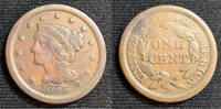 USA Large Cent Braided Hair Penny -Average Circulated- BC30 -