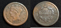 USA Large Cent Braided Hair Penny -Average Circulated- BC37 -