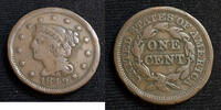 USA Large Cent Braided Hair Penny -Average Circulated- BC38 -
