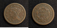 USA Large Cent Braided Hair Penny -Average Circulated- BC43 -
