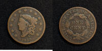 USA Large Cent Coronet Head Penny Large Letters Variety Average Circulated-BC55 -