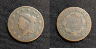 USA Large Cent Coronet Head Penny Large Letters Variety-Average Circulated BC58 -