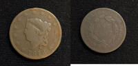 USA Large Cent Coronet Head Penny- Average Circulated- BC67 -