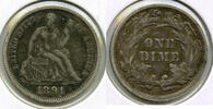 USA Dime 1891 Seated Liberty Silver  - Philadelphia Mint - L537  178.30 元 含税 ＋  -7.13 元 运费