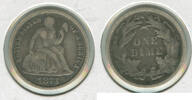 USA Dime 1873-P Seated Liberty 10C Silver Coin - RK364 -