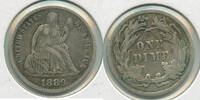 USA Dime 1889-P Seated Liberty 10C Silver Coin - RK366 -
