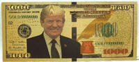 USA Banknoten President Donald J Trump $1000 Novelty 24K Gold Foil Plated Note Bill - LG306 -