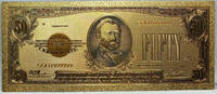 USA Banknoten $50 Gold Certificate Novelty 24K Gold Foil Plated Note Bill 6 - GFN27 -