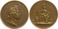 Frankreich, Königreich Bronzemedaille Ludwig XIV., 1643 - 1715, v. Mauger, Minerva sitzt auf Thron -