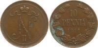 Finnland 10 Penniä Nikolaus II. von Russland, 1894 - 1917 -