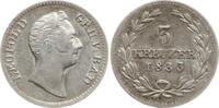 Baden, Großherzogtum 3 Kreuzer Leopold, 1830 - 1852, Jz. im Stempel geändert -