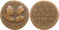Sachsen-Gotha-Altenburg, Herzogtum 8 Gute Schaupfennig Friedrich III., 1732 - 1772, Hochzeit Schwester Augusta mit Friedrich of Wales -