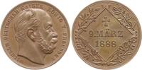 Deutschland, Kaiserreich, Preußen, Königreich Kleine Bronzemedaille Wilhelm I., 1861 - 1888, auf seinen Tod am 9. März -
