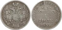 Russland 15 Kopeken / 1 Zloty Nikolaus I., 1825 - 1855, St, Petersburg, Nikolai Grachev, Prägung für Polen -