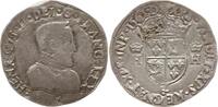 Frankreich, Königreich Teston du Dauphiné Charles IX., 1560 - 1574, Prägung im Namen Henri II., Grenoble, Z mit Punkt -