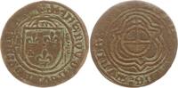 Frankreich Kupfer - Rechenpfennig Wappen mit 3 Lilien / Reichsapfel im Dreipass -