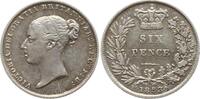 Großbritannien 6 Pence Victoria, 1837 - 1901, overdate, Jahreszahl im Stempel geändert -