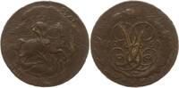 Russland 2 Kopeken Elisabeth I., 1741 - 1761, Überprägung auf Kopeke 1756 -
