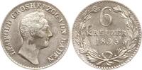 Baden, Großherzogtum 6 Kreuzer Leopold, 1830 - 1852 -