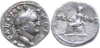 Römische Kaiserzeit Denar Vespasian, 69 - 79, IMP CAES VESP AVG / Vespa n.l. sitzend TRI - POT -