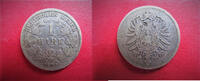 Kaiserreich 1 Mark Deutsches Reich - kleiner Adler - Jg.9 -Silber, - Karlsruhe -