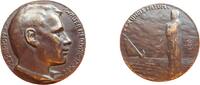 Schiffahrt / Seefahrt große Bronze-Guss-Medaille von Max Pfeiffer, a.d. Tod Walter Hertwig 1888-1912, EX UNDIS FA -