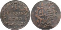 Löwenstein-Wertheim-Rochefort 1 Pfennig Karl Thomas 1735-1789. -