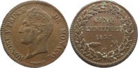 Monaco Cu 5 Centimes Honoré V. 1819-1841. -
