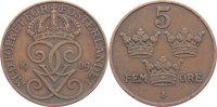 Schweden Cu 5 Öre 1 Gustav V. 1907-1950. -