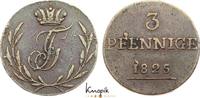 Schwarzburg-Rudolstadt Cu 3 Pfennig Friedrich Günther 1807-1867. -