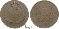 Sachsen-Albertinische Linie Cu 4 Pfennig 1809 Friedrich August I. 1806-1... 208.53 元 含税 ＋  66.73 元 运费
