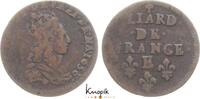 Frankreich Cu Liard de France au buste juvénile 1 Ludwig XIV. 1643-1715. -