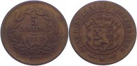 Luxemburg Cu 5 Centimes Willem III. der Niederlande 1849-1890. -